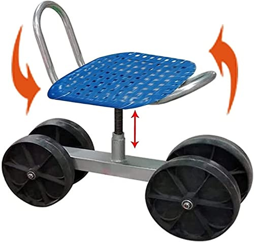 ADTUIUG Sgabello da giardino con poggiagomiti, Sgabello for vagone con sedile da lavoro for scooter rotante rotazione a 360°(Blu)