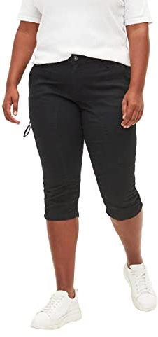 Zizzi Jeans Capri da donna, taglie grandi, slim fit, con tasche, Nero , 50