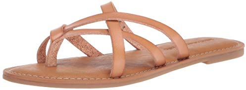 Amazon Essentials Women's Strappy Slide Flat Sandal, Light Tan, 6 UK