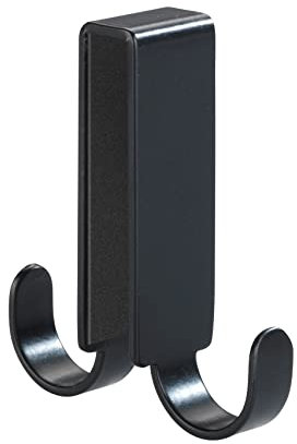 Wenko Doppio gancio per doccia Vieste Argento/Nero opaco - Gancio per parete box doccia, Acciaio inossidabile, 2 x 7 x 5.5 cm