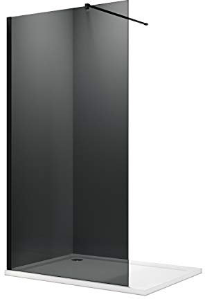 ELEGANT Walk in Shower Enclosure 8mm Dark Grey Easy Clean Safety Glass Shower Cubicles Wet Room Shower Screen Bath Screen 700mm