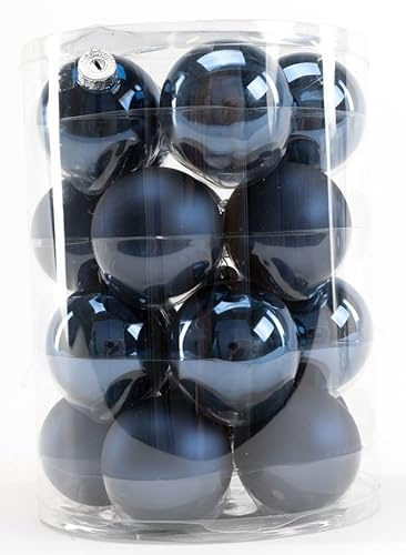 TrendLine Weihnachtskugeln aus Glas Ø60mm Nachtblau 20Stk Christbaumkugeln Xmas