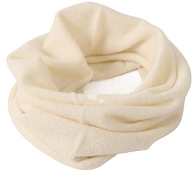 Prettystern Damen Herren Kaschmir Loop Schal Cashmere Schlauchschal feinstrick Schal Halstuch Winter Woll-Weiß Creme-Weiß