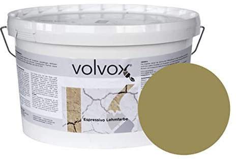 ecotec Naturfarben GmbH Volvox Espressivo Lehmfarbe - Wandfarbe matt - hohe Deckkraft - streichfertige Naturfarbe PG B umbra verde 10 L