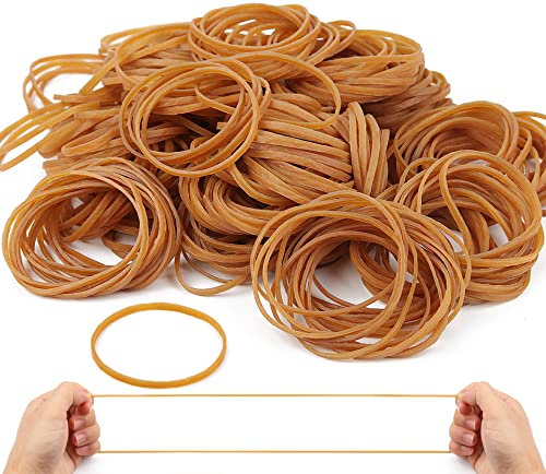 450Pcs Gomas Elásticas 60mm*3mm Gomas Resistentes y Reutilizables Bandas de Goma Grandes 450g Elásticas para Oficina Gomas de Pollo para Suministros de Oficina, Hogar, Escuela (Color Amarillo Oscuro)