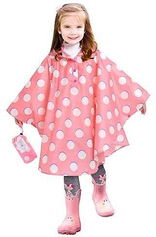LAMA Poncho de pluie pour enfant, imperméable pour fille, léger, imperméable, reutilisable, avec capuche, pour le vélo, la randonnée, le camping, 80-100
