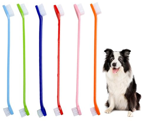 HNJUSR 6 Stück Hundezahnbürste,Hunde Zahnbürste,Hundezahnbürste für kleine Hunde,Haustier Zahnbürste,Katzen Zahnbürste,Zahnbürste Katze,für Zahnpflege für Haustier,Anti-Plaque(Mehrfarbig)