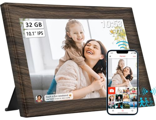 FRAMEO Digitaler Bilderrahmen WLAN 32GB 10,1 Zoll 1280x800 Touchscreen, Auto-Drehen von Porträt und Landschaft, Smart Motion Sensor, Teilen Sie Momente sofort über Frameo App von überall