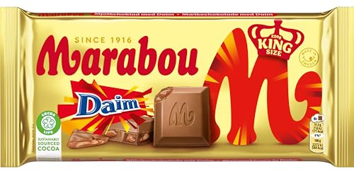 Marabou Schokolade Daim (220 g) – zartschmelzende Milchschokolade mit feinen Daim Mandelkaramellstückchen – einzigartige schwedische Süßigkeit