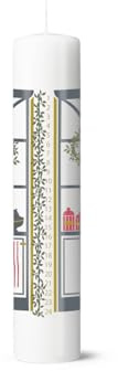 Holmegaard Christmas Calendar Candle 2024 Made of Fully Refined Parafin with Christmas Motifs, 5 cm Diameter, Height 25 cm