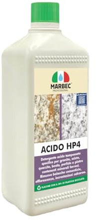 MARBEC ACIDO HP4 1LT Detergente acido tamponato specifico per la pulizia disincrostante di pavimenti in porfido, granito e pietre contenenti materiali ferrosi.