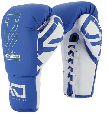 Picsil Kombat Gants de Boxe Kronos Pro Lace Up, Gants d'entraînement pour Muay Thai, MMA, Kickboxing, Unisexe (16oz Sky)