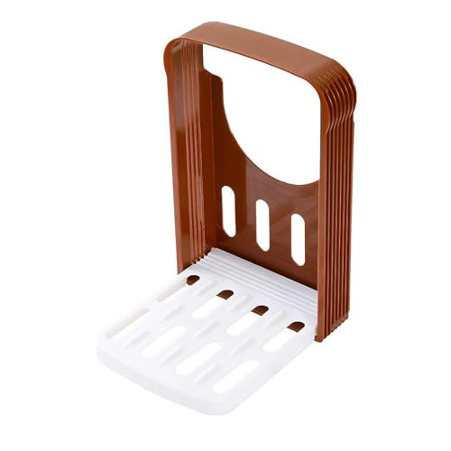Trancheuse à pain pour pain fait maison, trancheuse à pain pliable, outil de guide de coupe de pain, planche pliable avec plateau ramasse-miettes – Idée pour gâteaux, pain au levain et bagels (marron)