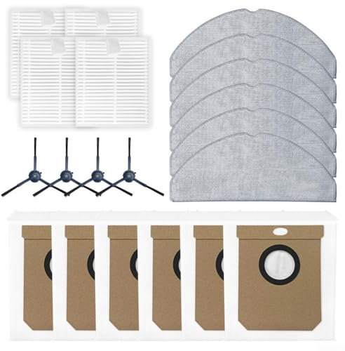 Juego de trapeador de filtro y bolsa de polvo para Cecotec para aspiradora Conga 8490 Ultra Power, bolsa de tela de fregona con filtro de cepillo lateral