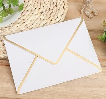 10pcs Enveloppes de Mariage Élégantes Enveloppes d'Invitation avec Bord Doré Enveloppe de Carte Cartes de Vœux Noël Nouvel An Fête des Mères Anniversaire Blanc 18,4x13,2CM