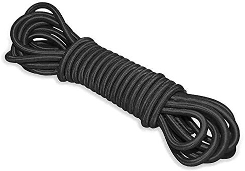 Black Bungee Cord - 10 m / 32 ft of 8 mm Bungee Rope, Shock Cord, Bungee Strap, Elastic Rope, Tie Down - UV Resistant, Stretch at least 100%, Universal Use, Parallel Rubber Cores