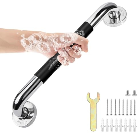 sunzone Duschhandtag, 30 cm rostfritt stål badrum duschhandtag, greppstänger för badrum, säkerhet handräcke stöd, hjälp badhandtag för äldre, handikapp, senior