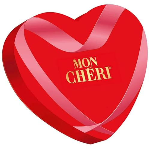 Ferrero Mon Cheri Scatola Regalo Cuore Edition 2025 Moncheri Praline di Cioccolato Fondente con Liquore e Ciliegia 147g