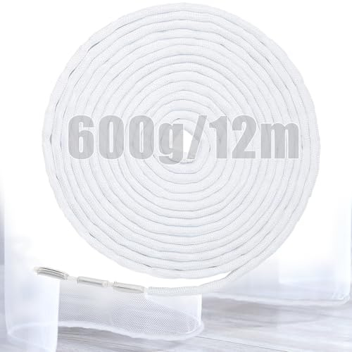 SWTYExt 600 g blyband för gardiner tungt, 50 g/m gardinvikt ca. 12 m längd blyband för gardin, viktband nedtill för utomhusgardiner, myggnät, veckupphängning, gardintillbehör