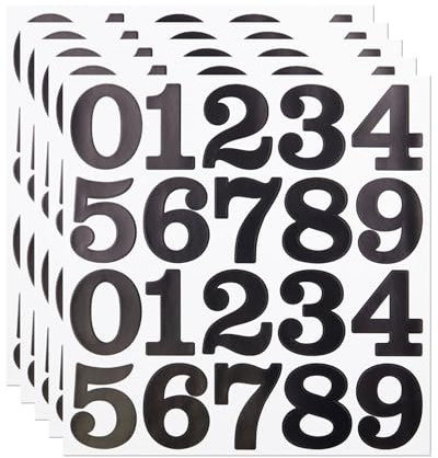 2 Inch Number Stickers for Mailbox, Black Waterproof Number Stickers for Organizing, Lockers, Sign, Note, Bins, Storage and More, 5 Sheets, Black