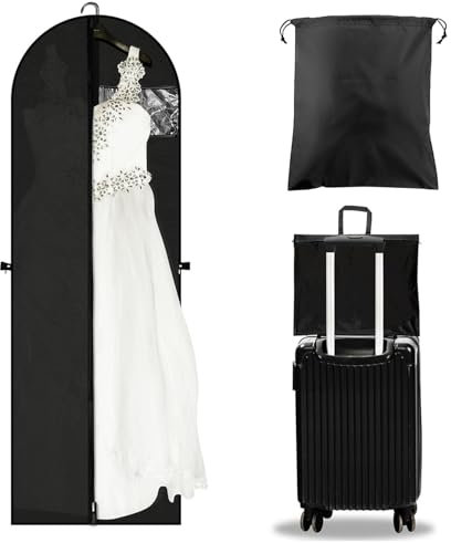HASA zone Kleidersack Lang 180 cm, Kleidersack Reise Schwarz, Kleidersäcke Brautkleid mit Reißverschluss und Griffen, Wasserdicht, Milbendicht und Atmungsaktiv für Aufbewahrung und Reise