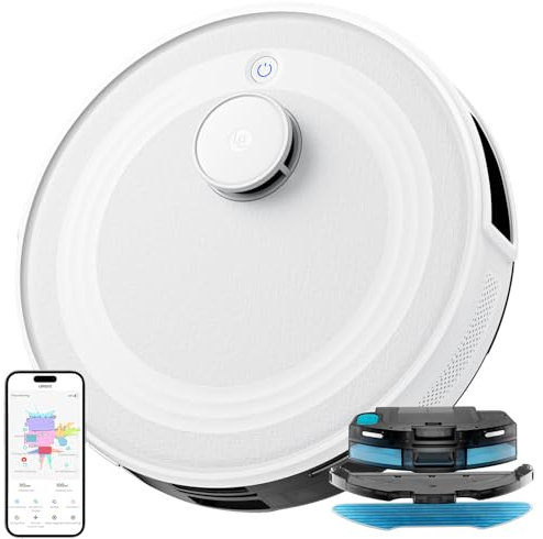 Lefant M2 Robot Vacuum Cleaner with Mop Room Mapping, 6000Pa, dToF Laser Navigation, 140 Minute, 2.4G/5G Wi-Fi/App/Alexa, Customizable Cleaning, Ideal for Carpets, Hard Floors and Many Furnished Homes