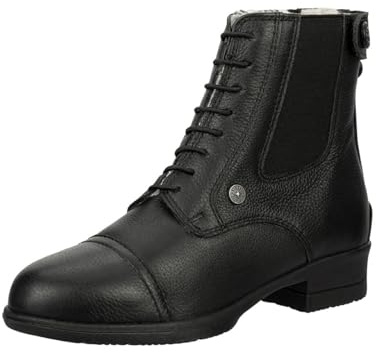 Suedwind Ridstövletter, Nova Soft BZ Lace Winter – Unisex ridskor av nötläder – paddock ankelstövlar med snörning, teddypäls, gummisula och dragkedja bak – svart – storlek 25–46, svart, 44 EU