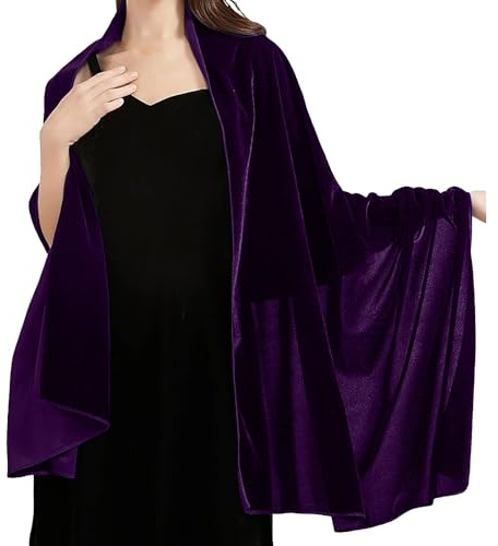 Generisch Bufanda de terciopelo para mujer, para bodas, damas de honor, ropa de abrigo, fiesta de noche, vestido de baile, accesorios, bufandas, morado, talla única