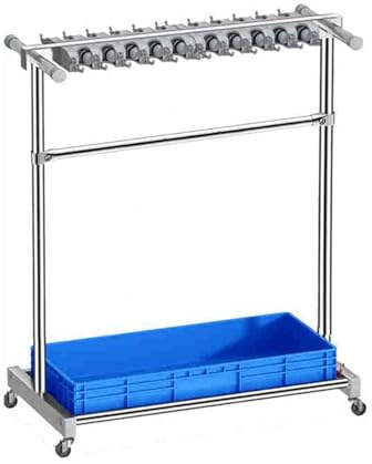 Chariot à outils de nettoyage, support de balai sur pied avec design à roulettes et bassin d'eau pour l'école, le jardin ou la maison – Chariot de nettoyage en acier inoxydable