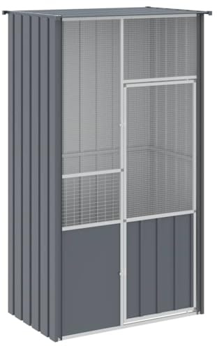 Generic Voljär, Fågelvoljär, Utomhusvoljär, Fågelhus, Fågelbur, Uppfödningsbur, Papegojbur, Stor Galvaniserat Stål (antracit 215x78x200 cm) (115 x 78 x 200 cm)