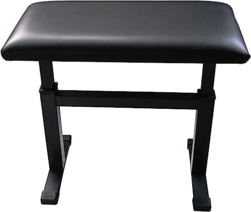 SnamicE Familjebankett pianopall sminkbordspall I-formad pianobänk äkta läder pianopall justerbar höjd sminkpall perfekt för hemmabruk, svart,