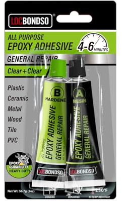 LOCBONDSO Dubbelkomponent epoxilim för metall, plast, glas, trä och keramik, transparent 56,7 g