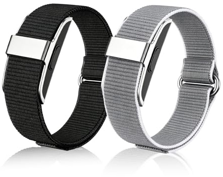 SUGARJAR 2-pack nylon loop ersättningsarmband kompatibelt med Hume-band, mjukt ventilerande justerbart träningsspårare armband för kvinnor och män