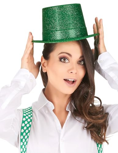 DEGUISE TOI - Chapeau haut de forme plastique pailleté vert adulte - Chapeau - Taille Unique - Vert - Accessoires pour déguisement - Plastique - - Carnaval