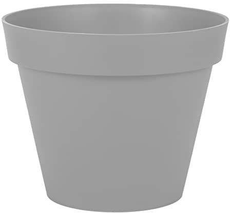 EDA - Pot de Fleur Rond Toscane Ø 30 cm - Volume 10 L - Ø 29,5 x H.24 cm - Gris béton