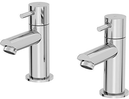 Architeckt® Malmo Bathroom Bath Pillar Tap Set Pair Round Single Lever Handle for Bathtub Modern, Chrome