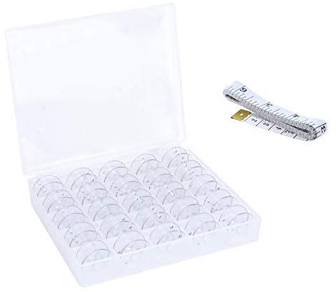 Mandala Crafts Empty SA156 Bobbins for Brother Sewing Machine, 25 Clear Plastic Class 15j Bobbins Compatible with Singer, Kenmore, Bernina, Janome, Elna
