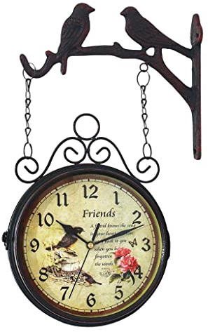 LOVIVER Vintage Art Reloj de Pared de Dos Cara de estación de Metal Soportes de Reloj de 8 Pulgadas Montaje Lateral de Pared para