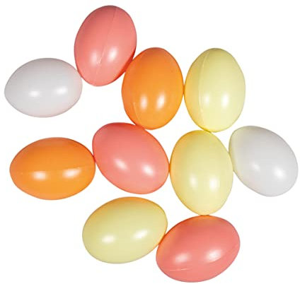 Rayher Plastikeier, 6 cm, apricot/gelb, 4 Farben sortiert, Beutel 10 Stück, Ostereier, bunte Eier, Kunststoffeier, zum Bemalen und Aufhängen, 3906080