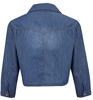 Bolero da donna, giacca di jeans da donna, corta, in vita con maniche a 3/4, in jeans, con bottoni, camicia di jeans, giacca corta, giacca da montagna, giacca da donna, Blu scuro, L