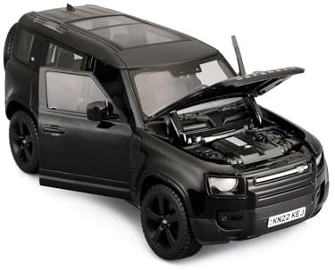 Bburago Land Rover Defender: Modellauto im Maßstab 1:24, Türen beweglich, Silber (18-21101S)