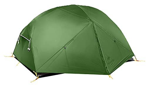 Naturehike Mongar Backpacking Camping Tent 2 Person Lightweight 3 Season Waterproof Hiking Tent Easy Setup Double Layer for Hunting Outdoor Mountaineering Travel with Footprint (210T-Forest Green)