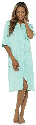 Fashion Junction Ladies/Womens 100% Cotton Terry Towelling Zip Front Dressing Gown/Bathrobe/Housecoat (Mint, XL)