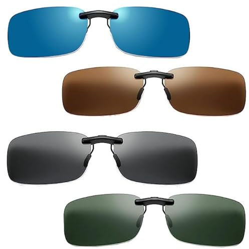 DONGZQAN Sonnenbrillen Aufsatz für Brillenträger - Clip-On Brille Zum Aufstecken, 4 Farben, Geeignet für Damen und Herren