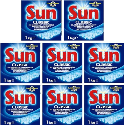 Sun Classic - Sel Regénérant 1Kg Détergent pour lave-vaisselle - Lot De 8