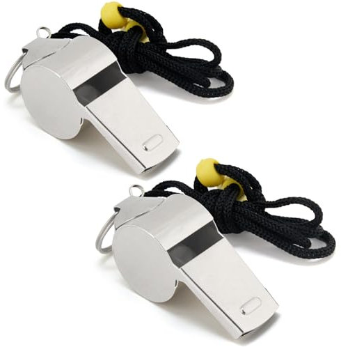 Cheerhom 2er-Set Edelstahl-Sportband, laute Töne Perfekt, Schiedsrichterpfeife für Lehrer und Kinder aus Metall für Trainer, Schwarz