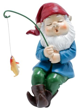 Estatua de gnomo de pesca, estatua de enano de gnomo de pesca, gnomo de pesca, figura de gnomo, divertida resina artesanal, decoración de jardín al aire libre, para patio, césped, estanque, piscina,