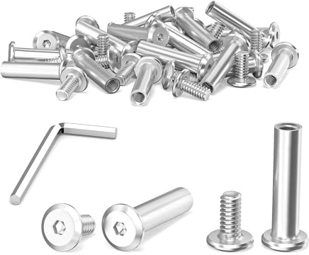 40 pezzi viti di collegamento M4 x 20 mm, viti a manicotto, in acciaio inox A2 V2A, viti per mobili, connettori per armadi con chiave esagonale per armadi, tavola di legno