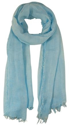 fashionchimp Damenschal mit Fransensaum, softweiche Naturfaserqualität aus 100% Bambus, leichtes Sommertuch - Made in Italy (Eisblau)