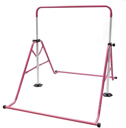 WINZING Barre de gymnastique pour enfants, hauteur réglable, intérieur/extérieur, avec pieds antidérapants, kit de barres de gymnastique de qualité supérieure pour fitness et entraînement, barre fixe